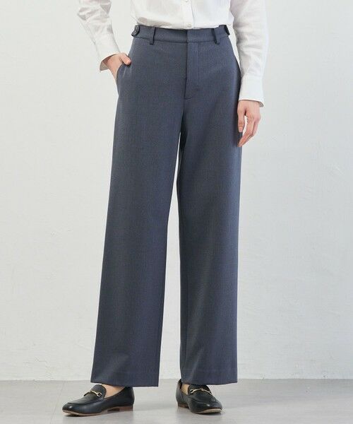 L size ONWARD(大きいサイズ) / エルサイズオンワード その他パンツ | 2way thermo サキソニー ストレート パンツ(ネイビーシャンブレー系)