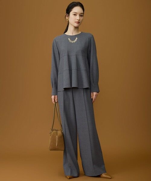 L size ONWARD(大きいサイズ) / エルサイズオンワード その他パンツ | 【SHIHOさん着用】ソフトウールブレンドワイド パンツ | 詳細11