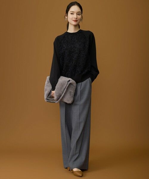 L size ONWARD(大きいサイズ) / エルサイズオンワード その他パンツ | 【SHIHOさん着用】ソフトウールブレンドワイド パンツ | 詳細9