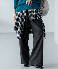 L size ONWARD(大きいサイズ) / エルサイズオンワード その他パンツ | 【洗える】ハイカウントフラノ ドロスト ワイド パンツ