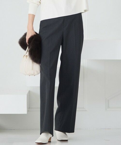 L size ONWARD(大きいサイズ) / エルサイズオンワード その他パンツ | 【滝沢眞規子さん着用/洗える】ウォームストレッチ ワイド パンツ(グレー系)