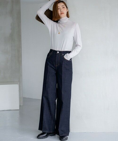 L size ONWARD(大きいサイズ) / エルサイズオンワード デニムパンツ | 【滝沢眞規子さん着用/RED CARD TOKYO×23区】 センタープレス デニム ワイド パンツ | 詳細29