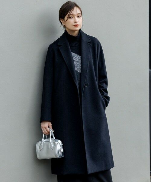 L size ONWARD(大きいサイズ) / エルサイズオンワード その他アウター | ウールカシミヤメルトン チェスターコート(ブラック)