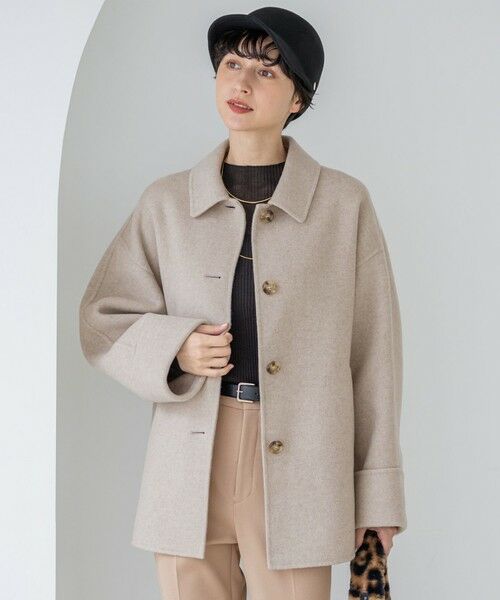 L size ONWARD(大きいサイズ)/エルサイズオンワード MANTECOPure リバー ステンカラーコート オートミール系 46 L size ONWARD(大きいサイズ)/エルサイズオンワード MANTECOPure リバー ステンカラーコート オートミール系 46