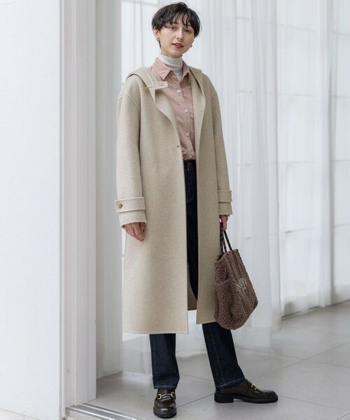 L size ONWARD(大きいサイズ) / エルサイズオンワード その他アウター | 【滝沢眞規子さん着用/VERY掲載】MANTECOPureリバー フード ロングコート | 詳細3