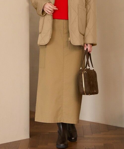 L size ONWARD(大きいサイズ)/エルサイズオンワード 【SLOW/一部店舗限定】ミリタリーボトム カーゴスカート ベージュ系 44