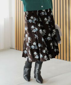 L size ONWARD(大きいサイズ) / エルサイズオンワード ミニ・ひざ丈スカート | フラワータック スカート