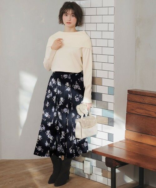 L size ONWARD(大きいサイズ) / エルサイズオンワード ミニ・ひざ丈スカート | フラワータック スカート | 詳細13