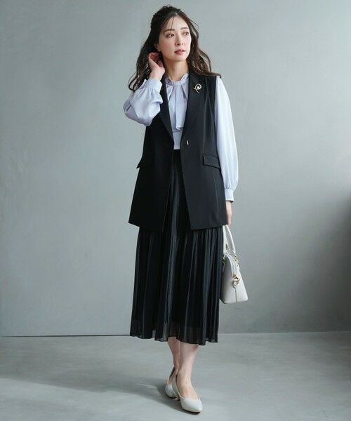 L size ONWARD(大きいサイズ) / エルサイズオンワード ロング・マキシ丈スカート | シャイニープリーツ スカート | 詳細1