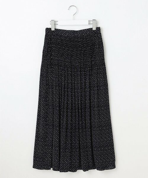 L size ONWARD(大きいサイズ)/エルサイズオンワード 【17号サイズまで展開・セットアップ対応】ライトサテンプリーツ スカート ブラック×ベージュ 44 L size ONWARD(大きいサイズ)/エルサイズオンワード 【17号サイズまで展開・セットアップ対応】ライトサテンプリーツ スカート ブラック×ベージュ 44