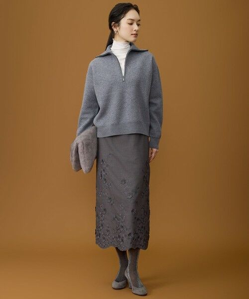 L size ONWARD(大きいサイズ) / エルサイズオンワード ミニ・ひざ丈スカート | 【SHIHOさん着用】エンブロイダリー スカート | 詳細14