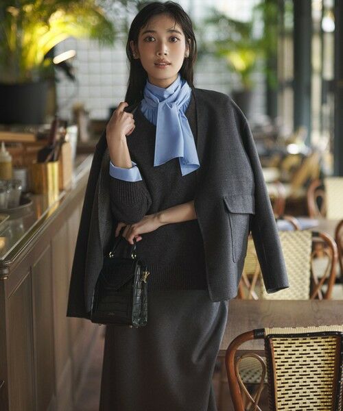 L size ONWARD(大きいサイズ) / エルサイズオンワード ミニ・ひざ丈スカート | 【洗える】ハイカウントフラノ フレア スカート | 詳細13