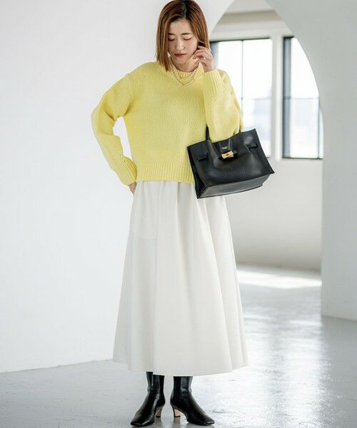 L size ONWARD(大きいサイズ) / エルサイズオンワード ミニ・ひざ丈スカート | 【洗える】フルーフィーツイル フレア スカート | 詳細3