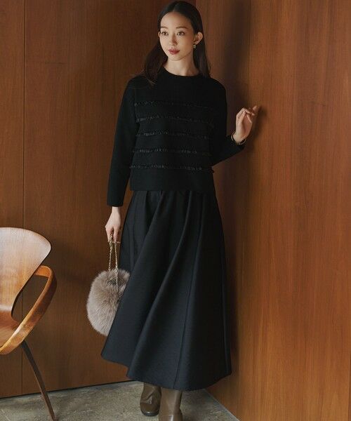 L size ONWARD(大きいサイズ) / エルサイズオンワード ミニ・ひざ丈スカート | 【洗える】フルーフィーツイル フレア スカート | 詳細12