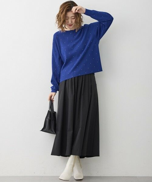 L size ONWARD(大きいサイズ) / エルサイズオンワード ミニ・ひざ丈スカート | 【撥水加工/洗える】ブライトタフタ タック スカート | 詳細4