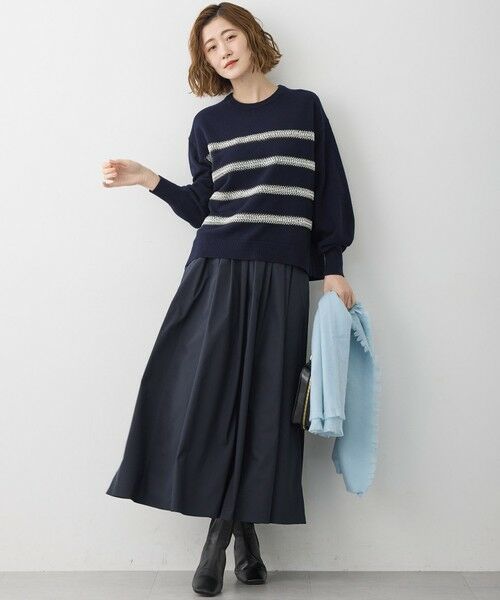 L size ONWARD(大きいサイズ) / エルサイズオンワード ミニ・ひざ丈スカート | 【撥水加工/洗える】ブライトタフタ タック スカート | 詳細16