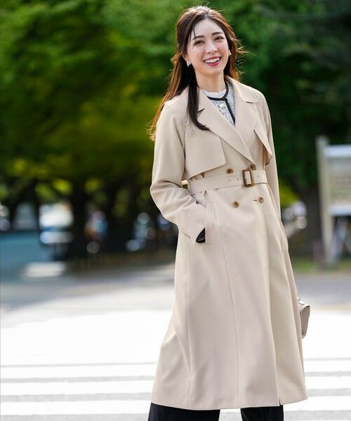 L size ONWARD(大きいサイズ) / エルサイズオンワード トレンチコート | エレガントロング トレンチ コート（ライトベージュ）