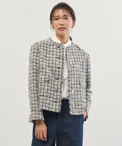 L size ONWARD(大きいサイズ) / エルサイズオンワード ノーカラージャケット | ファニーツイード ジャケット