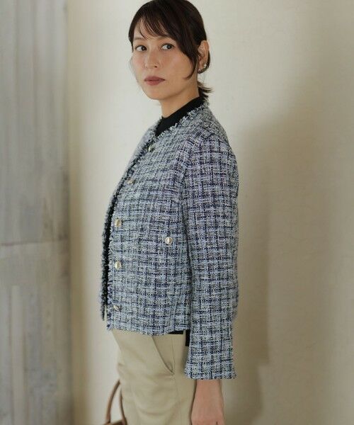 L size ONWARD(大きいサイズ) / エルサイズオンワード ノーカラージャケット | ファニーツイード ジャケット | 詳細5