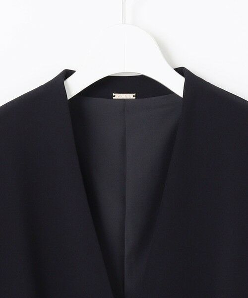 L size ONWARD(大きいサイズ) / エルサイズオンワード ノーカラージャケット | セレモニーダブルクロス カラーレス ジャケット | 詳細13