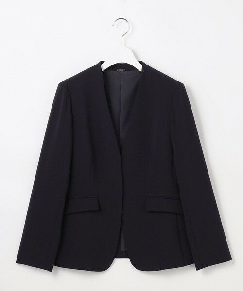 L size ONWARD(大きいサイズ) / エルサイズオンワード ノーカラージャケット | セレモニーダブルクロス カラーレス ジャケット | 詳細20