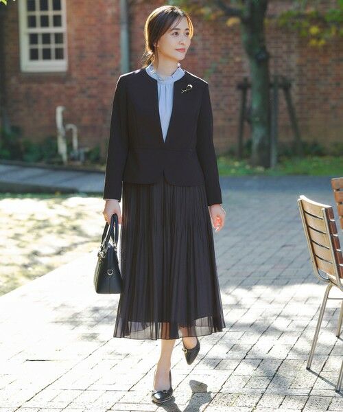 L size ONWARD(大きいサイズ) / エルサイズオンワード ノーカラージャケット | セレモニーダブルクロス クルーカラー ジャケット | 詳細8