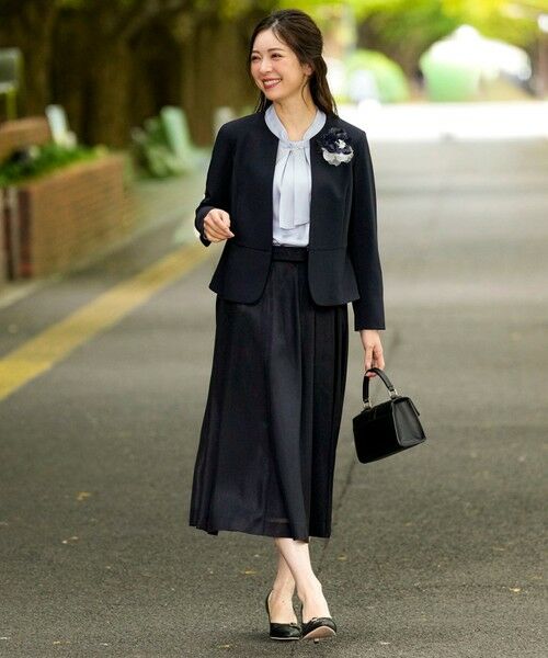 L size ONWARD(大きいサイズ) / エルサイズオンワード ノーカラージャケット | セレモニーダブルクロス クルーカラー ジャケット | 詳細12