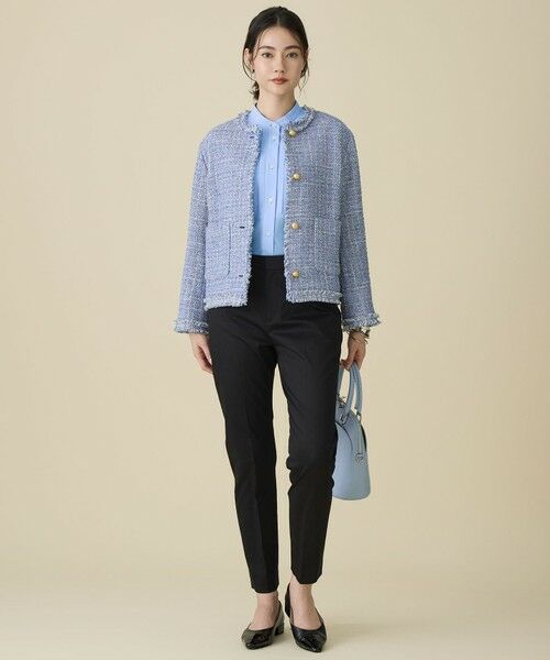 L size ONWARD(大きいサイズ) / エルサイズオンワード ノーカラージャケット | ファンシーノットツイードノーカラー ジャケット | 詳細6