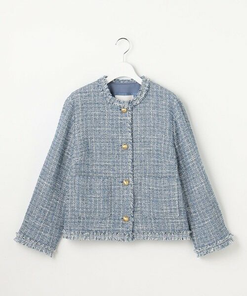 L size ONWARD(大きいサイズ) / エルサイズオンワード ノーカラージャケット | ファンシーノットツイードノーカラー ジャケット | 詳細7