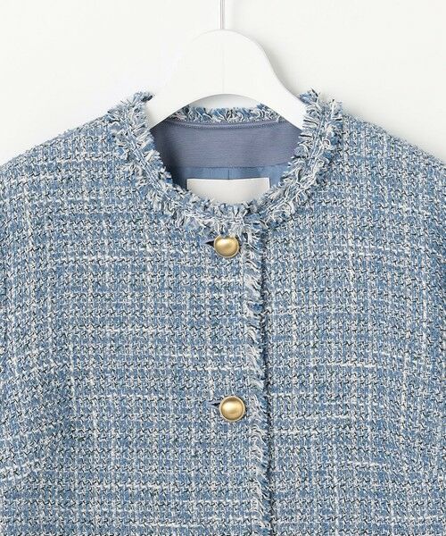 L size ONWARD(大きいサイズ) / エルサイズオンワード ノーカラージャケット | ファンシーノットツイードノーカラー ジャケット | 詳細8