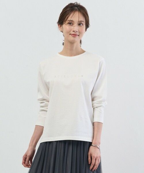 L size ONWARD(大きいサイズ) / エルサイズオンワード カットソー | メタリックロゴ ロンＴ（ホワイト系）