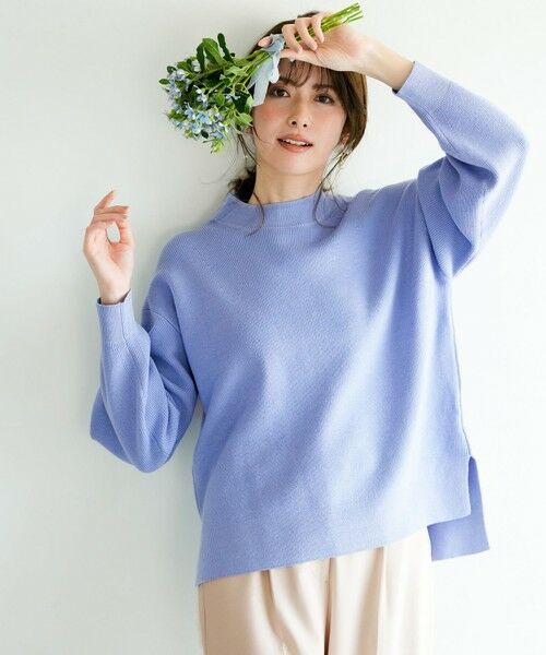 L size ONWARD(大きいサイズ) / エルサイズオンワード ニット・セーター | ラインポイント ニット（ライトブルー）