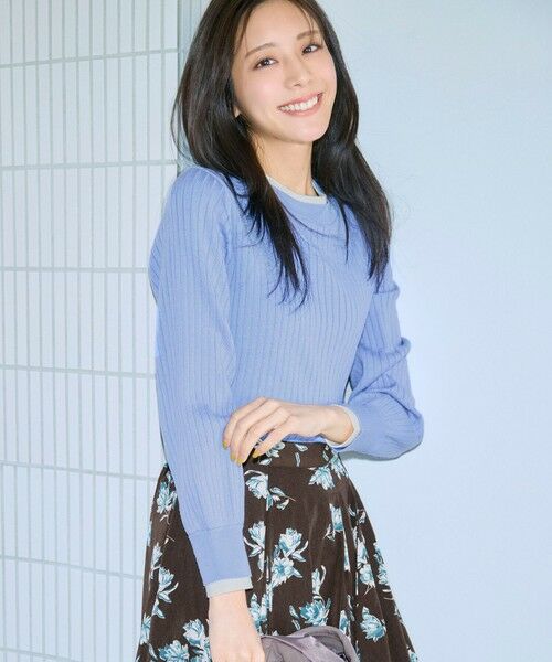 L size ONWARD(大きいサイズ) / エルサイズオンワード ニット・セーター | 【WEB・一部店舗限定】ダブルカラー ニット（ライトブルー）