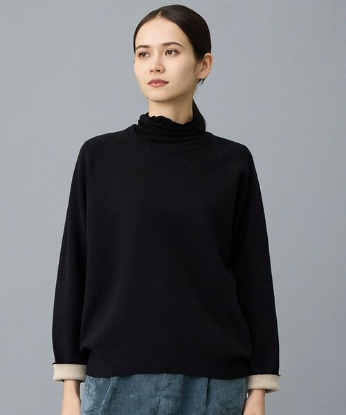 L size ONWARD(大きいサイズ) / エルサイズオンワード ニット・セーター | 【カタログ掲載】スムージーラグランスリーブ ニット（ブラック）