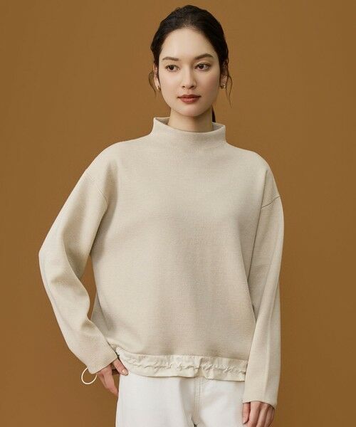 L size ONWARD(大きいサイズ) / エルサイズオンワード ニット・セーター | 【SHIHOさん着用】スムージードローコード ニット（ベージュ）