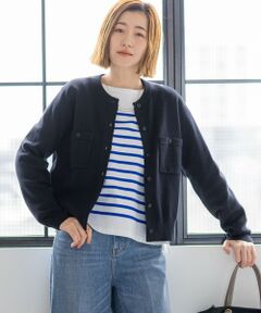 L size ONWARD(大きいサイズ) / エルサイズオンワード カーディガン・ボレロ | 【滝沢眞規子さん着用】コットンカシミヤ ポケット カーディガン