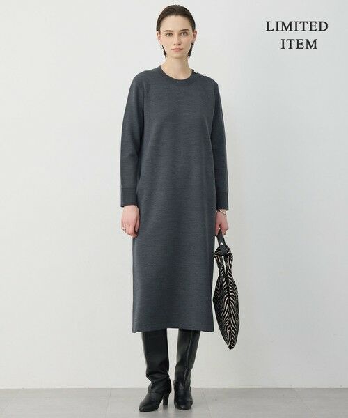 L size ONWARD(大きいサイズ) / エルサイズオンワード ミニ丈・ひざ丈ワンピース | 【WEB限定】 ウールブレンドダブルフェイス ニットワンピース | 詳細1