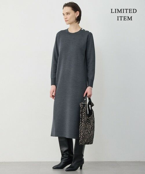 L size ONWARD(大きいサイズ) / エルサイズオンワード ミニ丈・ひざ丈ワンピース | 【WEB限定】 ウールブレンドダブルフェイス ニットワンピース | 詳細2