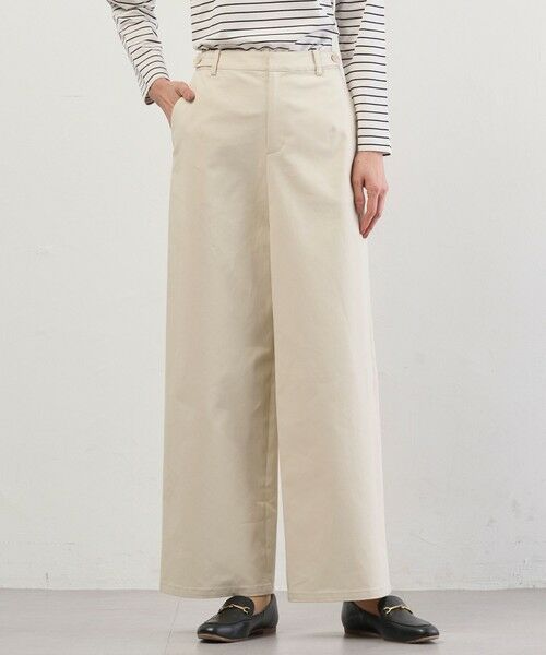 L size ONWARD(大きいサイズ) / エルサイズオンワード その他パンツ | チノストレッチ ワイドパンツ（アイボリー系）