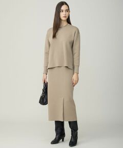 L size ONWARD(大きいサイズ) / エルサイズオンワード ミニ・ひざ丈スカート | コットンポリエステルスムース ニットスカート