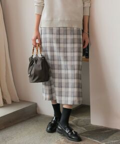 L size ONWARD(大きいサイズ) / エルサイズオンワード ミニ・ひざ丈スカート | スラブ調チェック プリント スカート