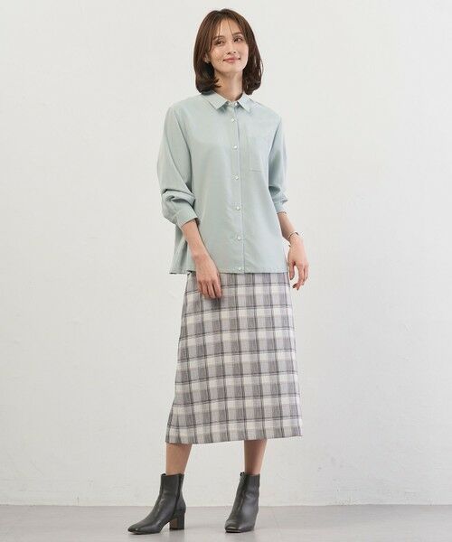 L size ONWARD(大きいサイズ) / エルサイズオンワード ミニ・ひざ丈スカート | スラブ調チェック プリント スカート | 詳細4