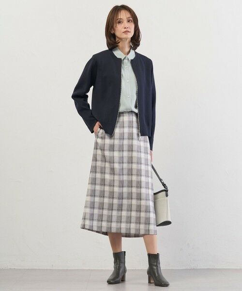 L size ONWARD(大きいサイズ) / エルサイズオンワード ミニ・ひざ丈スカート | スラブ調チェック プリント スカート | 詳細5