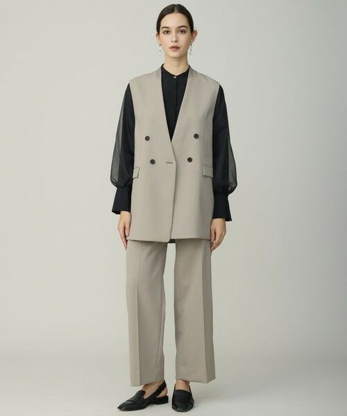 L size ONWARD(大きいサイズ) / エルサイズオンワード シャツ・ブラウス | オーガンコンビシャーティング シアーレイヤードスリーブブラウス | 詳細15