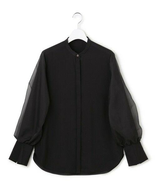 L size ONWARD(大きいサイズ) / エルサイズオンワード シャツ・ブラウス | オーガンコンビシャーティング シアーレイヤードスリーブブラウス | 詳細16