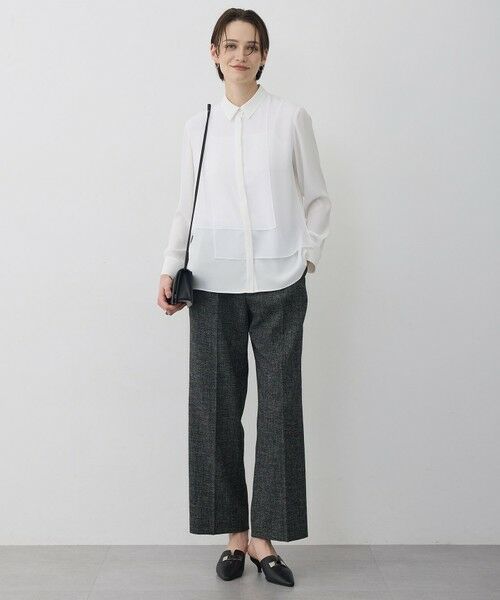 L size ONWARD(大きいサイズ) / エルサイズオンワード シャツ・ブラウス | BackSatinAmunzen  異素材デザイン シャツブラウス | 詳細1