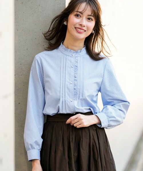 L size ONWARD(大きいサイズ) / エルサイズオンワード シャツ・ブラウス | フリルスタンド シャツ | 詳細9