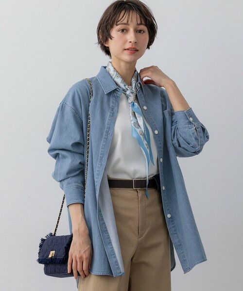 L size ONWARD(大きいサイズ) / エルサイズオンワード シャツ・ブラウス | ライトダンガリー デニムシャツ（ターコイズブルー系）