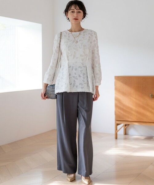 L size ONWARD(大きいサイズ) / エルサイズオンワード シャツ・ブラウス | ボタニカル カットジャガード ペプラムブラウス | 詳細5