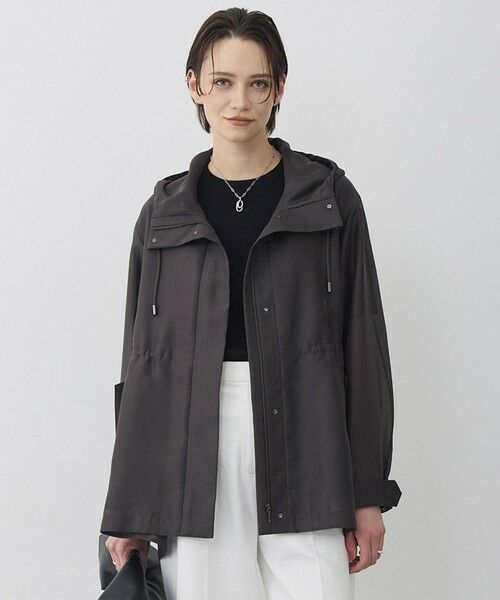 L size ONWARD(大きいサイズ) / エルサイズオンワード その他アウター | テントライン フーデットコート（チャコール［シアー］）